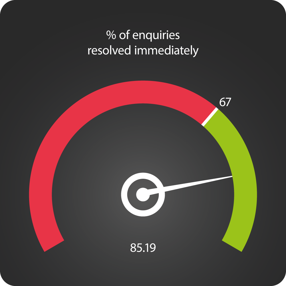 Graph detailing percentage of enquiries resolved immediately